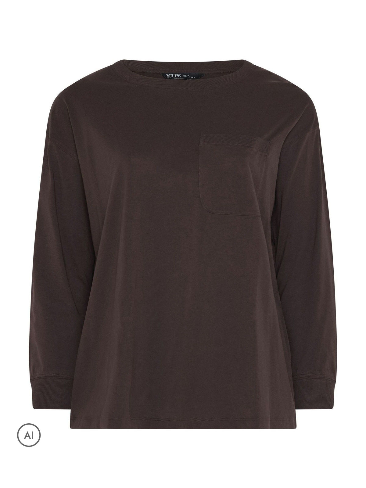 Yours Curve Brown Long Sleeve Pocket Top - image 5
