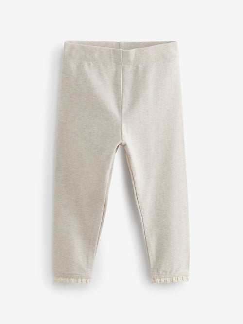 Oatmeal Cream Lace Trim Leggings (3mths-7yrs) image 1