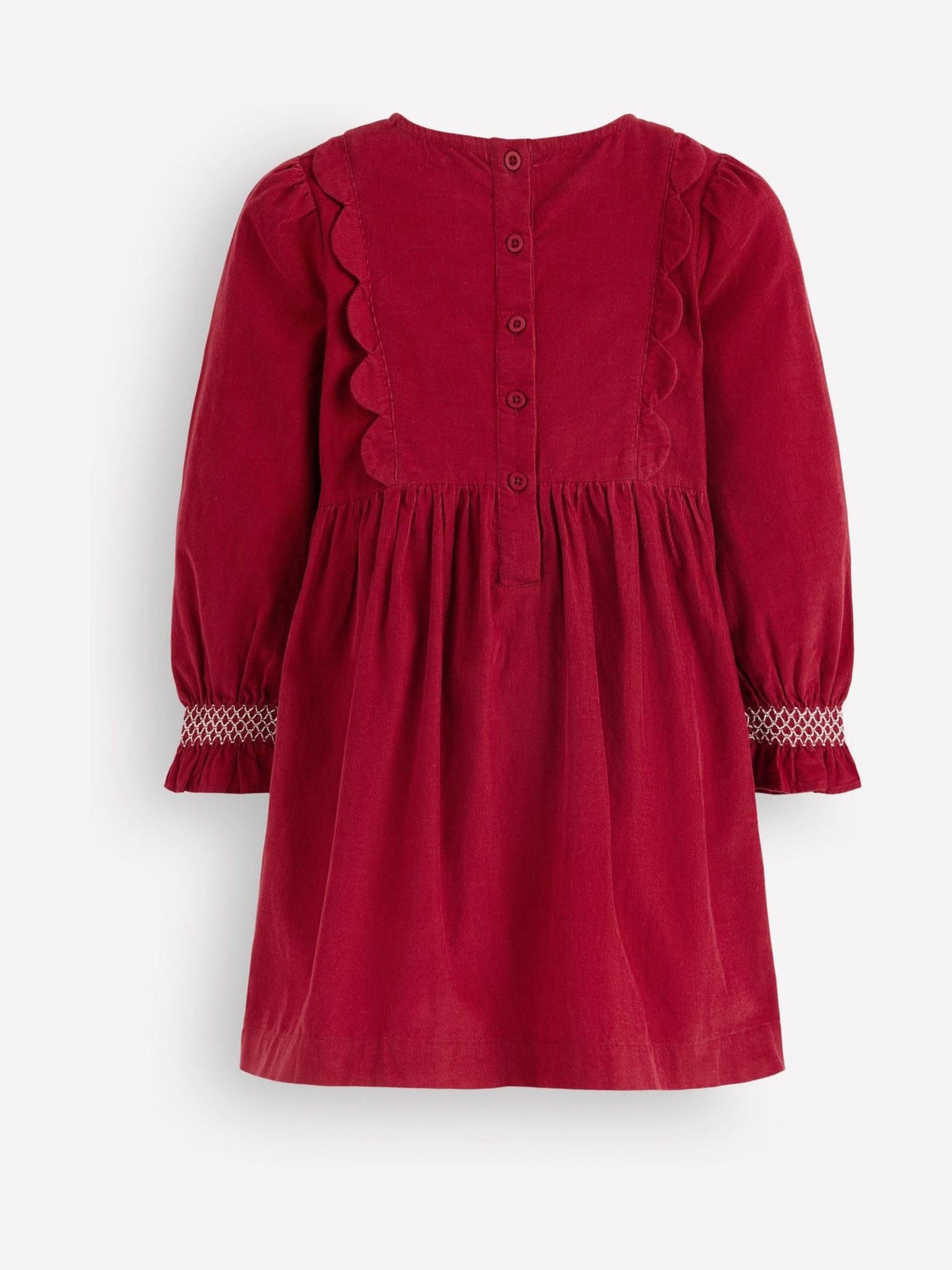Boden Red Smocked Corduroy Sparkle Christmas Dress - image 2