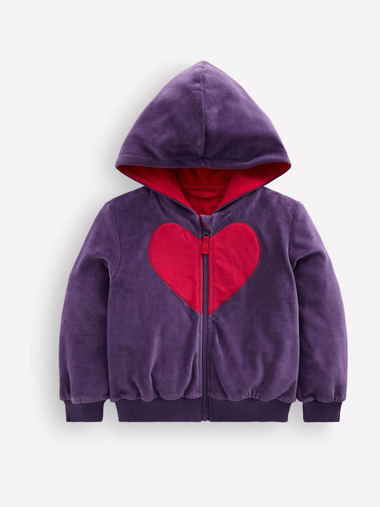 Boden Purple Velour Cosy Zip-Through Hoodie - image 1
