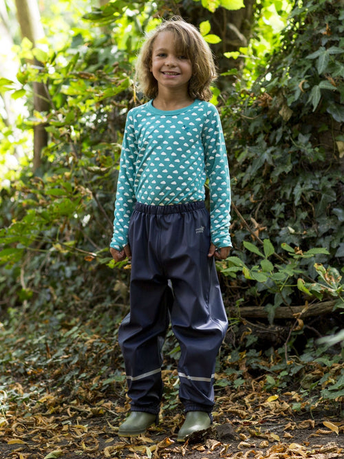 Muddy Puddles Navy Blue Rainy Day Waterproof Over Trousers image 1