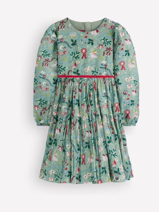 Boden Green Posie Twirly Woven Dress - image 1