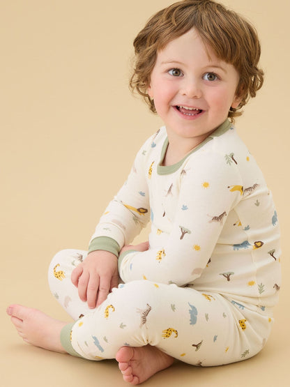 MORI Cream Safari Print Supersoft Pyjamas Set - image 1