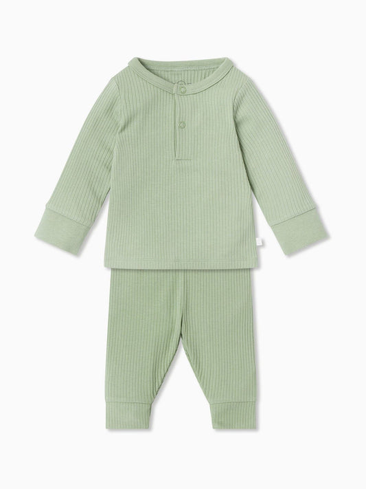 MORI Sage Green Supersoft Ribbed Pyjamas Set - image 1