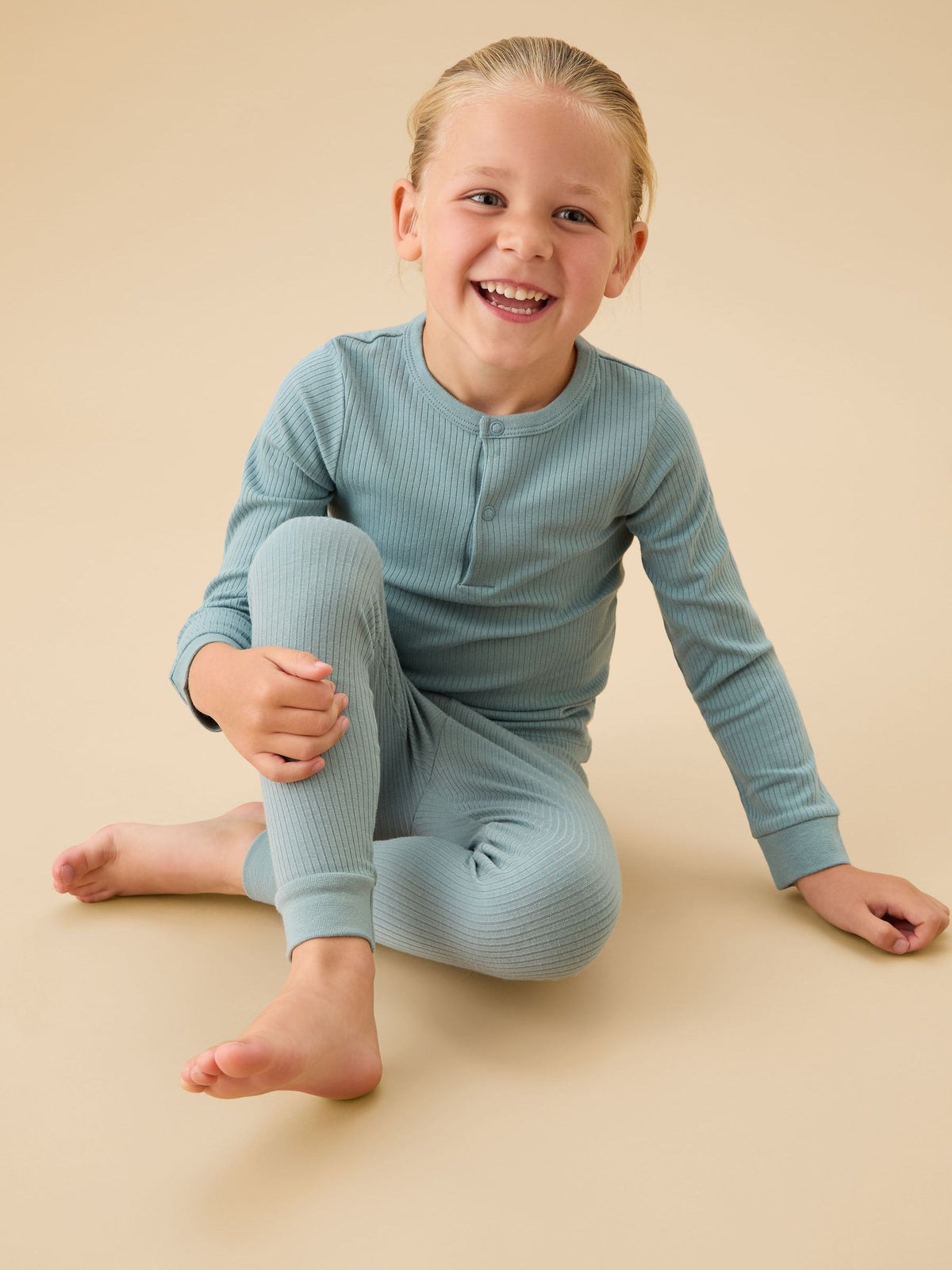 MORI Blue Supersoft Ribbed Pyjamas Set - image 1