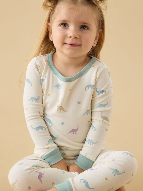 MORI Cream Dino Print Supersoft Pyjamas Set - image 1