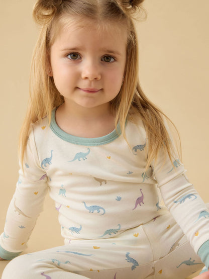 MORI Cream Dino Print Supersoft Pyjamas Set - image 2