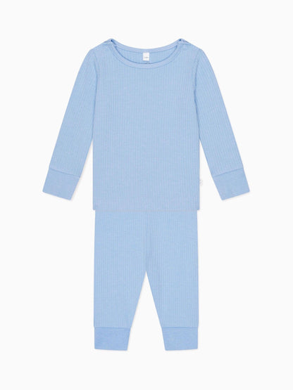MORI Blue Supersoft Ribbed Pyjamas Set - image 2