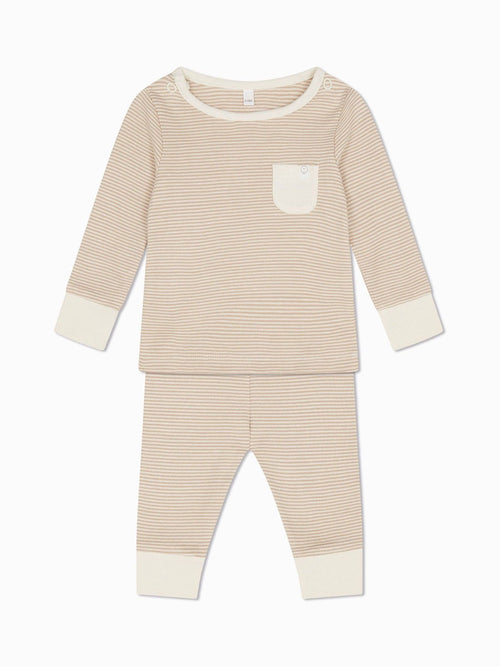 MORI Natural Oatmeal Stripe Supersoft Pyjamas Set - image 1