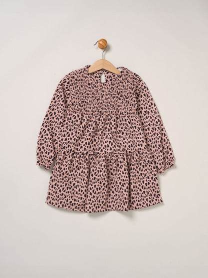 Miss Pink Faux Fur Jacket and Leopard Print Dress Set 3 Piece with Beret - image 2