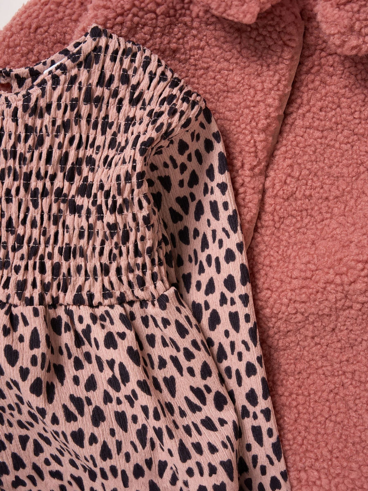 Miss Pink Faux Fur Jacket and Leopard Print Dress Set 3 Piece with Beret - image 4