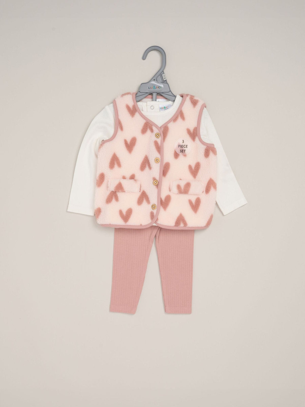 Miss Pink Bodysuit, Borg Gilet and Flared Legging Set 3 Piece - image 2