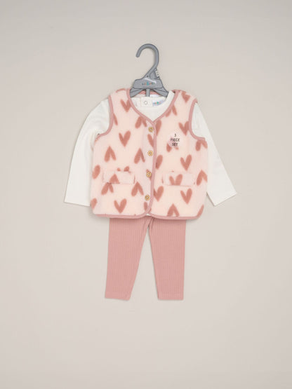 Miss Pink Bodysuit, Borg Gilet and Flared Legging Set 3 Piece - image 2