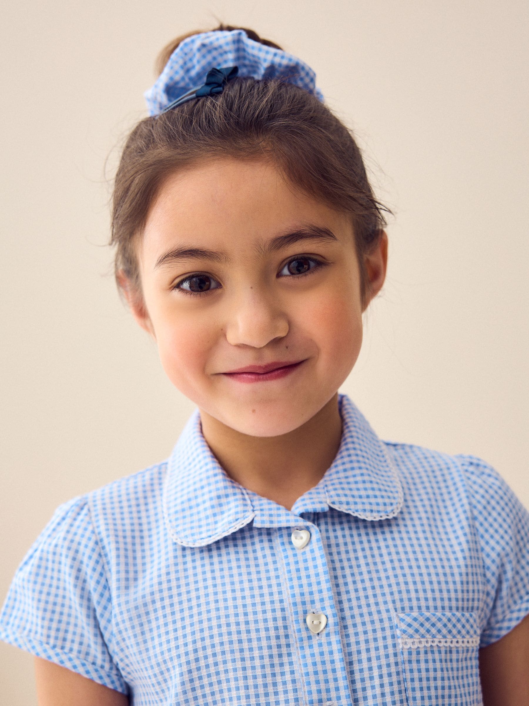 Blue Gingham Cotton Rich Belted School Dress with Scrunchie (3-14yrs) image 5