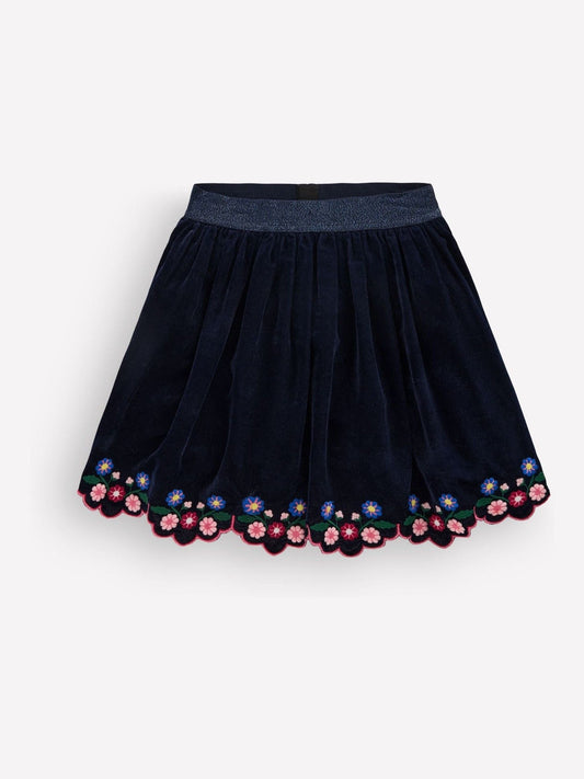 Boden Blue Scallop Hem Velvet Skirt - image 1