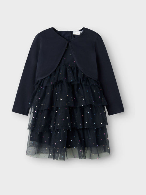 Name It Blue Sequin Occasion Dress With Cardigan - image 1