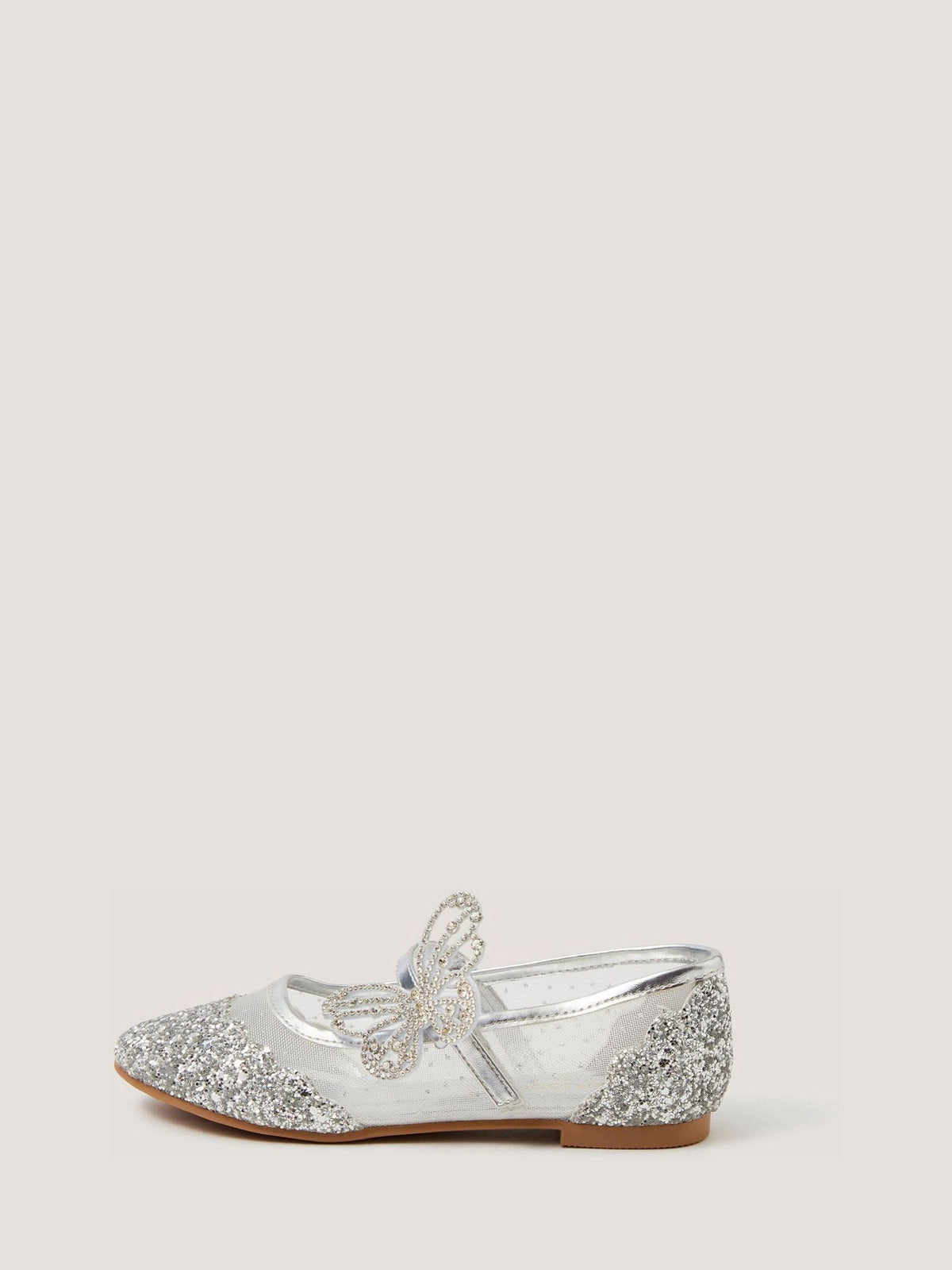 Monsoon Silver Butterfly Glitter Ballet Flats - image 2