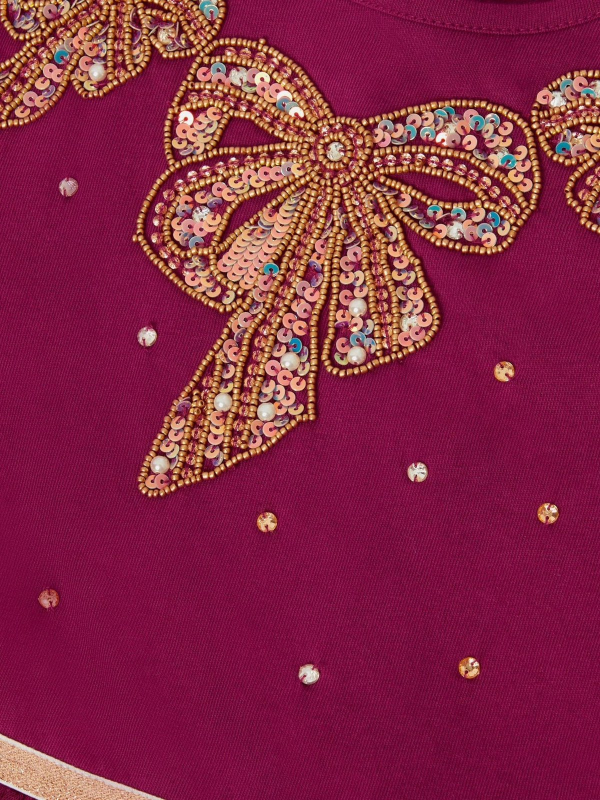 Monsoon Pink Bow Embellished Long Sleeve Disco Dress - image 3