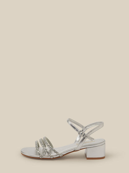 Monsoon Silver Embellished Strap Metallic Heels - image 2
