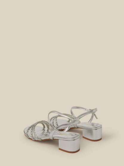 Monsoon Silver Embellished Strap Metallic Heels - image 3