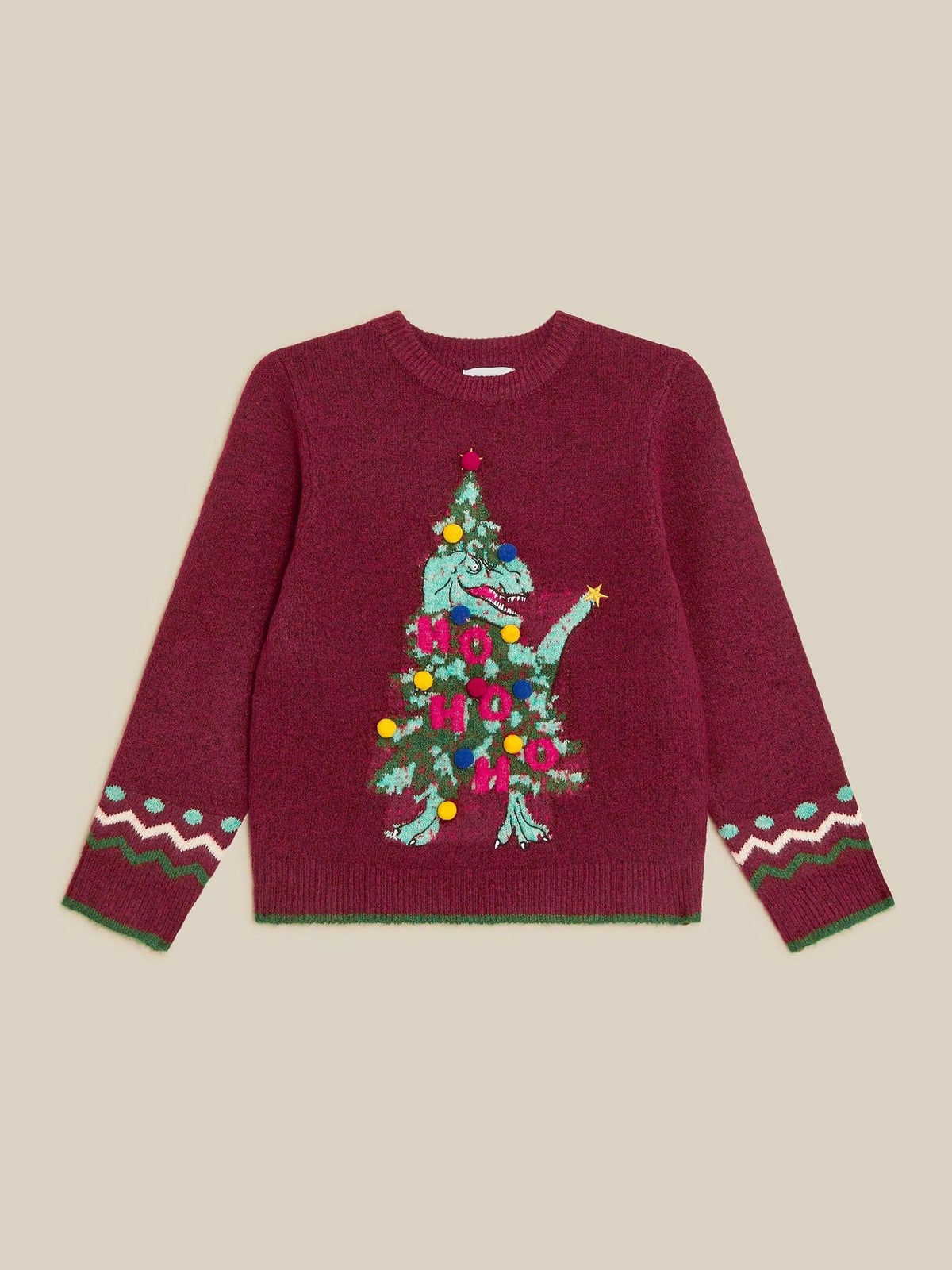 Monsoon Red Dino Christmas Tree Crew Neck Jumper - image 1