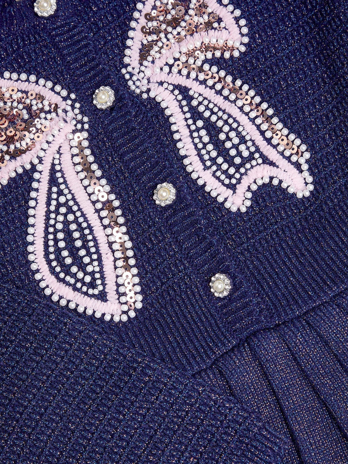 Monsoon Blue Embellished Bow Knitted Dress - image 2