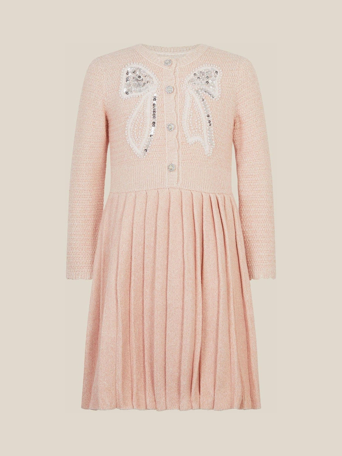 Monsoon Pink Bow Embellished Knitted Dress - image 2