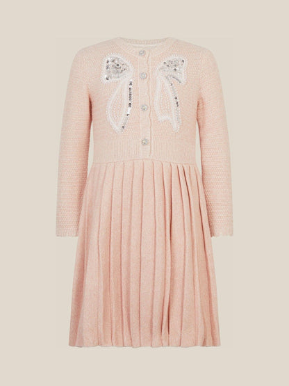 Monsoon Pink Bow Embellished Knitted Dress - image 2