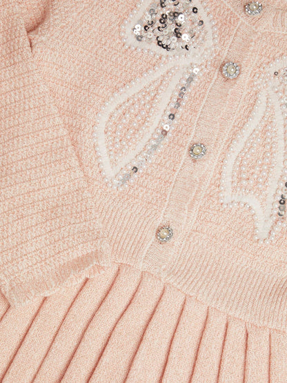 Monsoon Pink Bow Embellished Knitted Dress - image 3