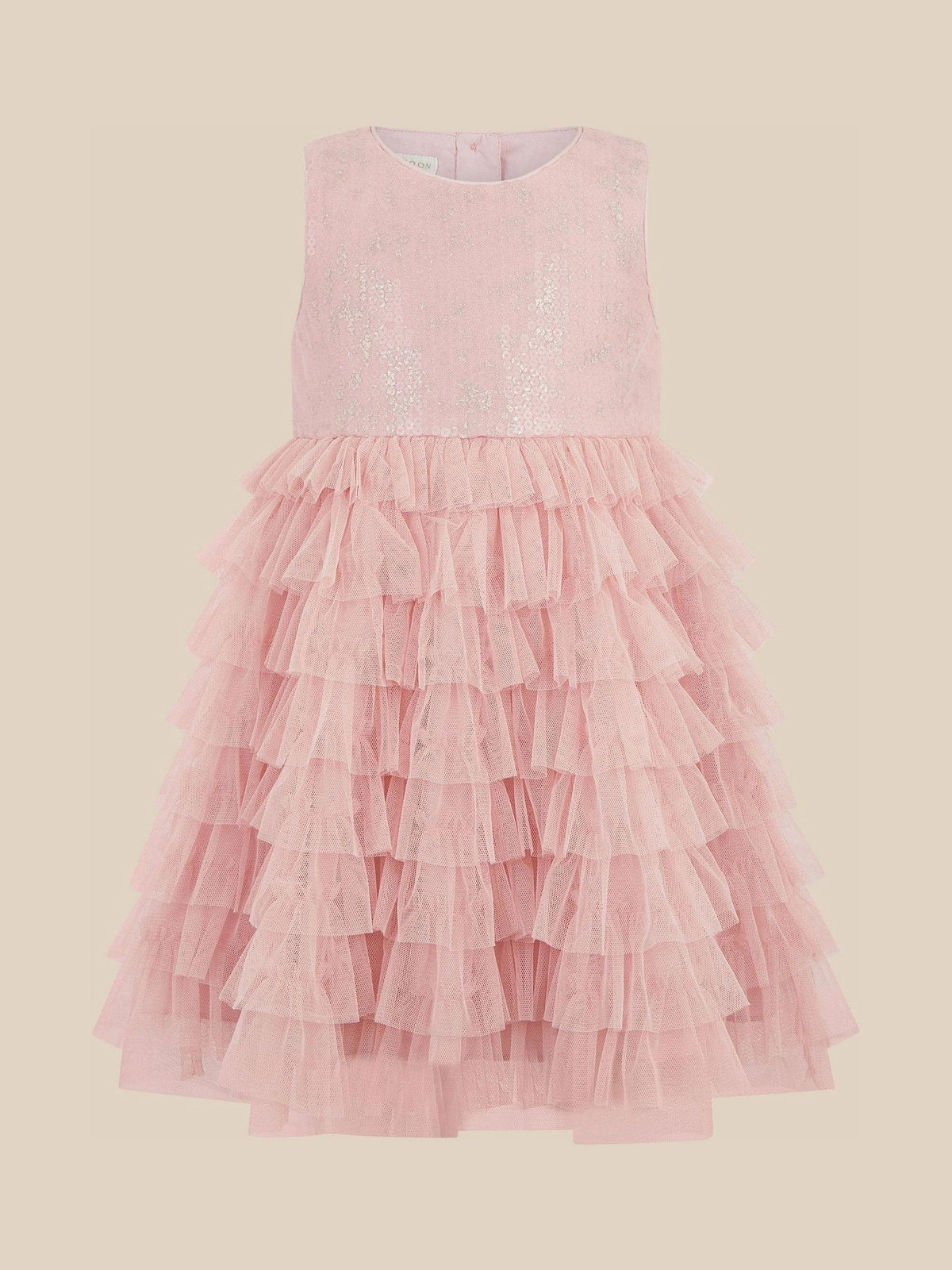 Monsoon Pink Sequin Ruffle Party Dress - image 1