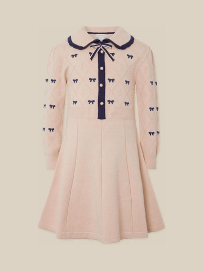 Monsoon Brown Bow Embroidered Collar Knitted Dress - image 2