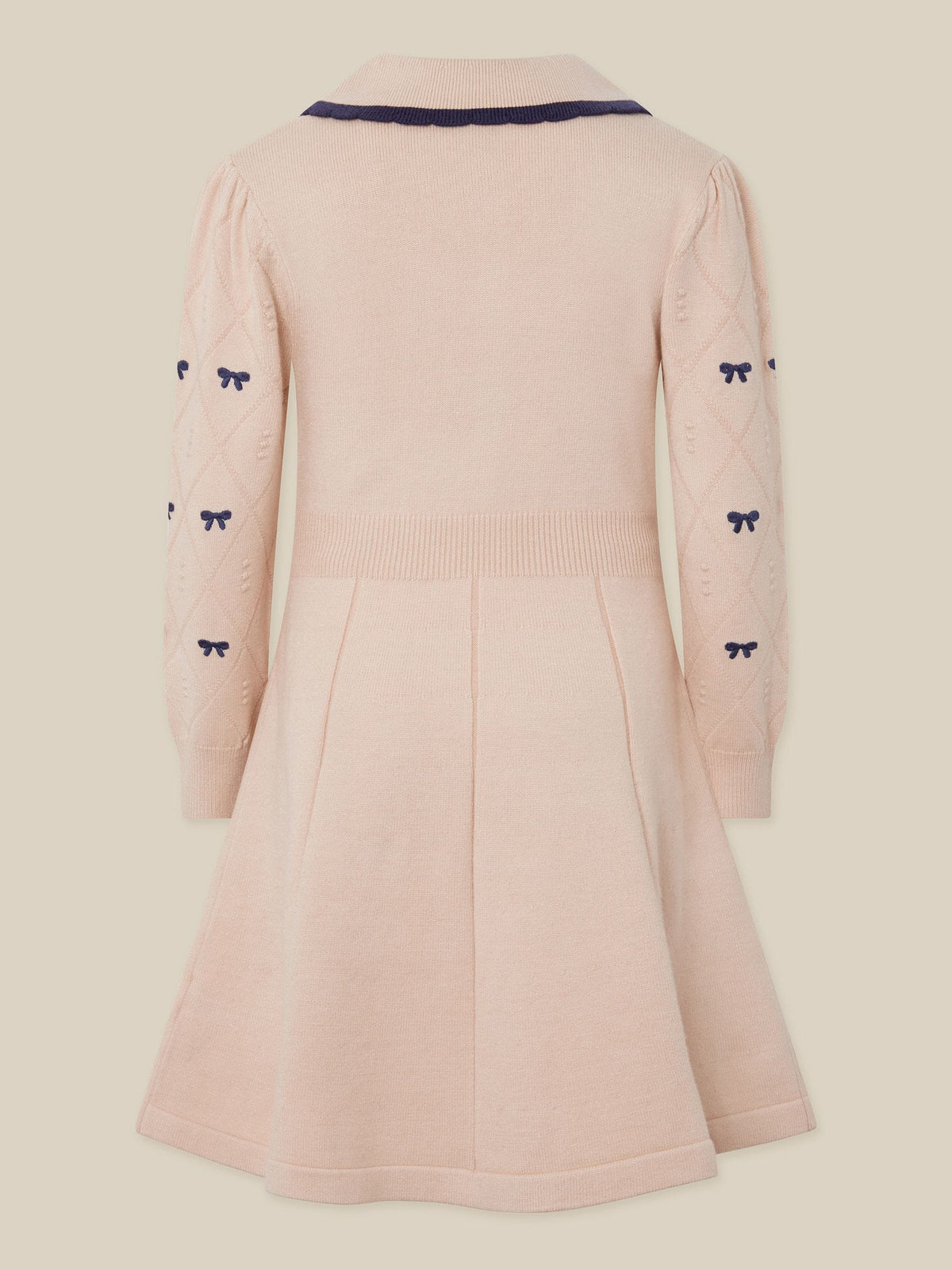 Monsoon Brown Bow Embroidered Collar Knitted Dress - image 3