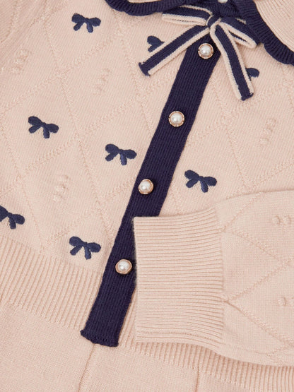 Monsoon Brown Bow Embroidered Collar Knitted Dress - image 4