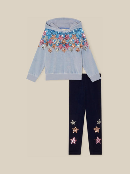 Monsoon Blue Star Sequin Hoodie & Leggings Set - image 2