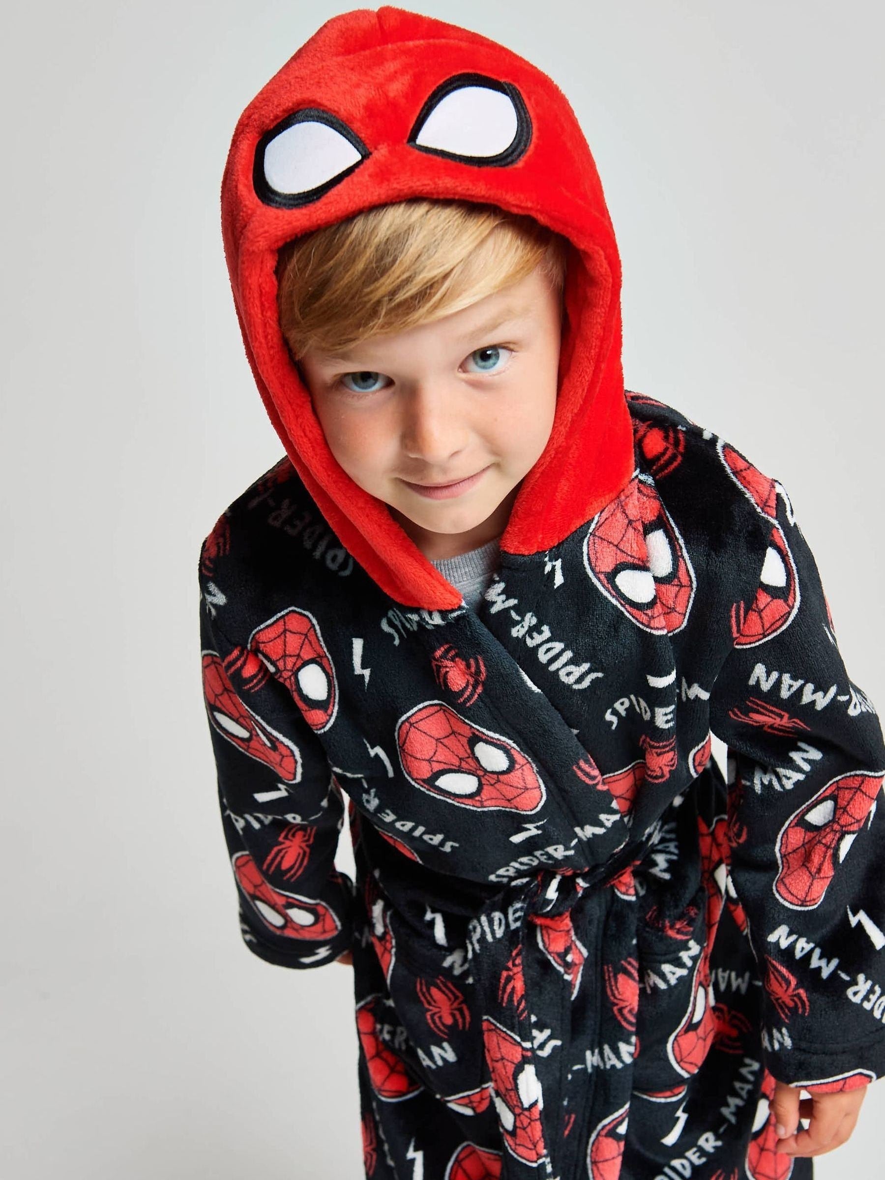 Dsiney Kidz - Brand Threads Black Spiderman Fleece Robe image 1