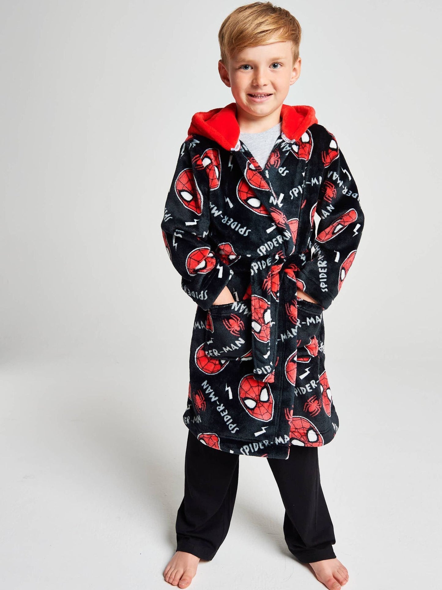 Dsiney Kidz - Brand Threads Black Spiderman Fleece Robe image 2