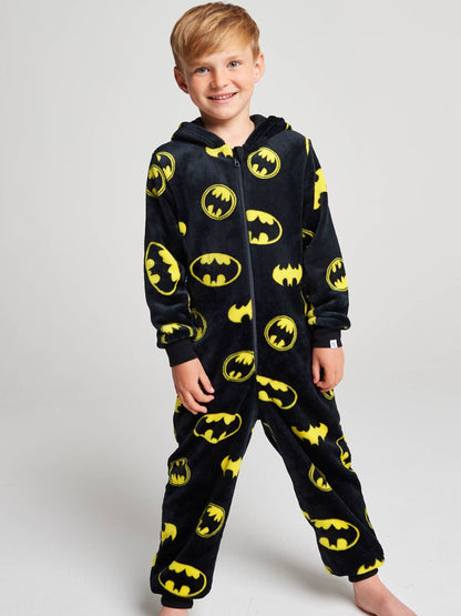 Dsiney Kidz - Brand Threads Black Batman Fleece All-In-One image 1