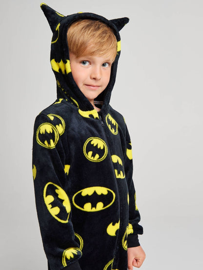 Dsiney Kidz - Brand Threads Black Batman Fleece All-In-One image 2