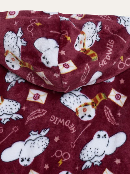 Brand Threads Red Harry Potter Hedwig Fleece Robe - image 10
