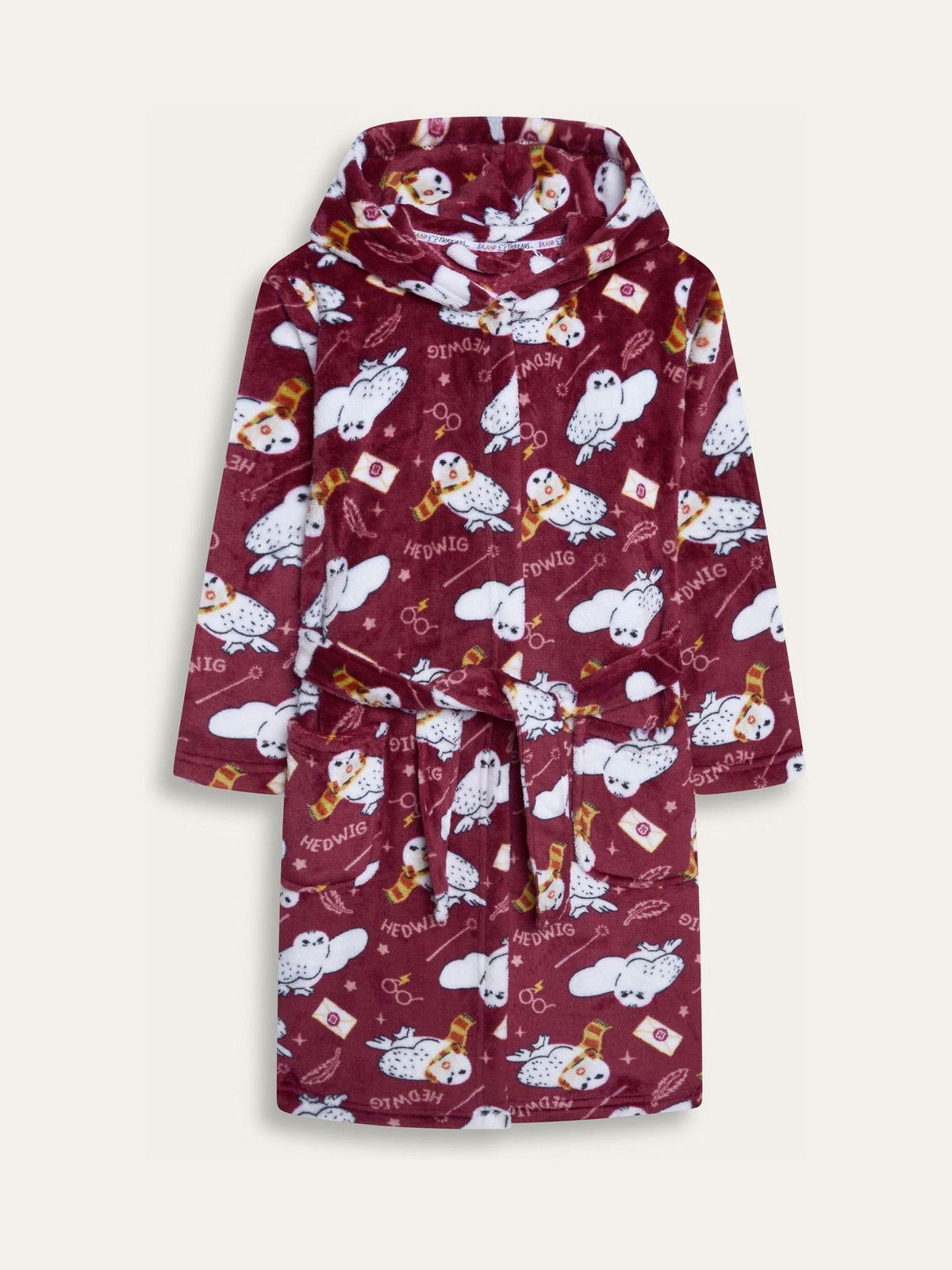 Brand Threads Red Harry Potter Hedwig Fleece Robe - image 7