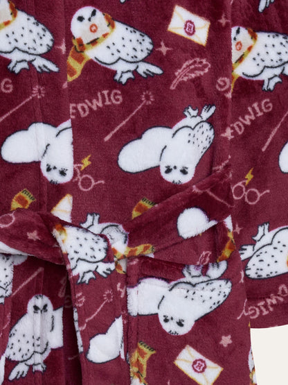 Brand Threads Red Harry Potter Hedwig Fleece Robe - image 9