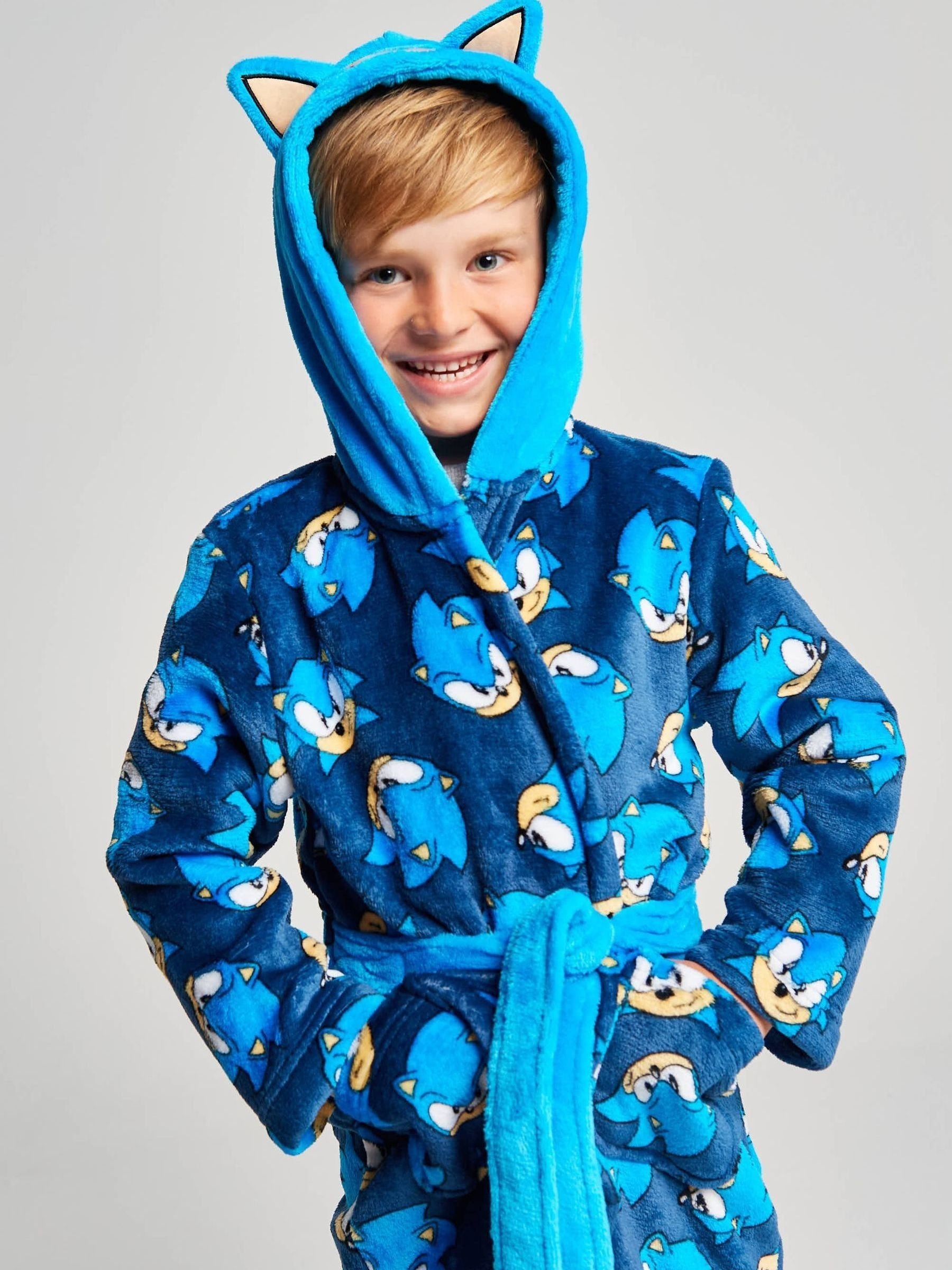 Dsiney Kidz - Brand Threads Blue Sonic The Hedgehog Fleece Robe image 1