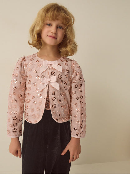 Monsoon White Lisbeta Floral Sequin Jacket - image 1