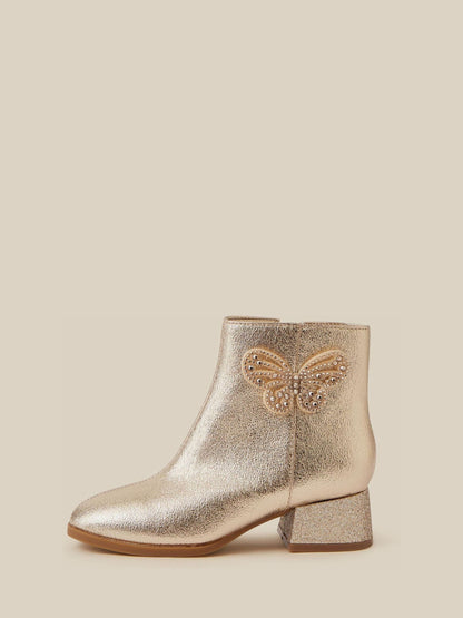Monsoon Gold Embellished Butterfly Metallic Boots - image 2