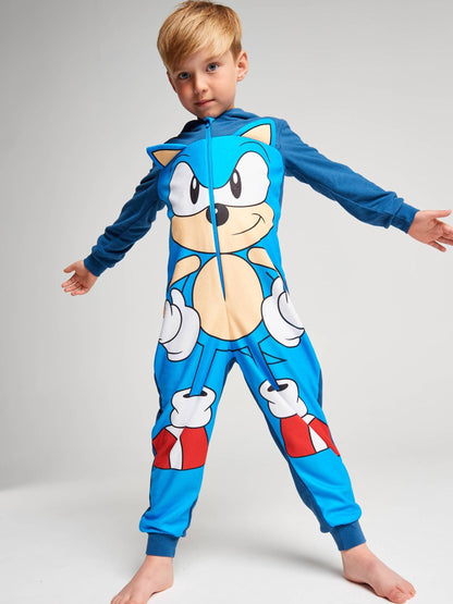 Dsiney Kidz - Brand Threads Blue Sonic The Hedgehog Fleece All-In-One image 1