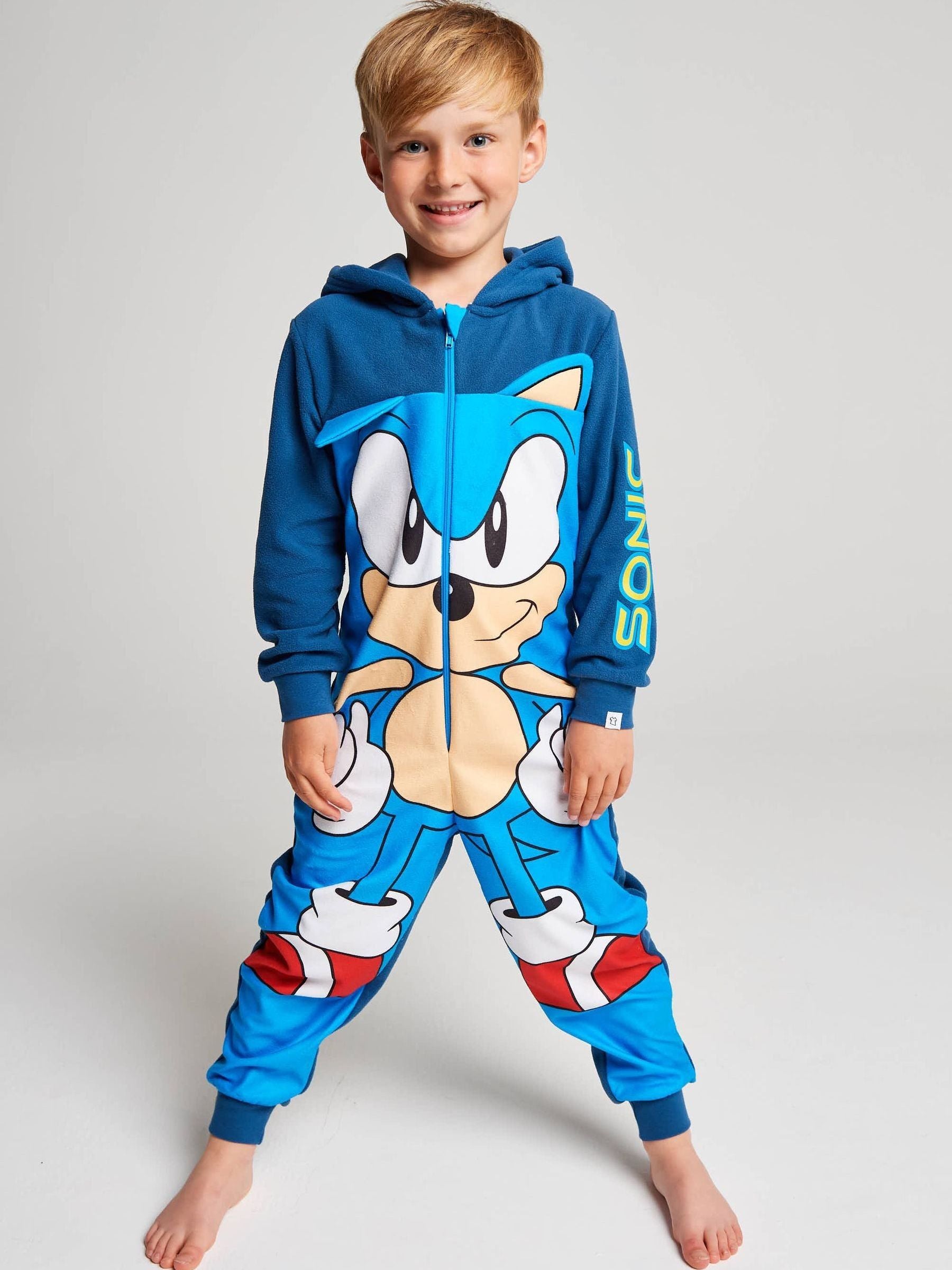 Dsiney Kidz - Brand Threads Blue Sonic The Hedgehog Fleece All-In-One image 2