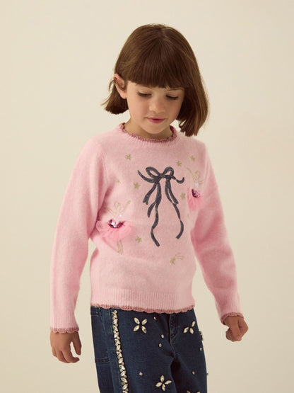 Monsoon Pink Ballerina Embroidered Crew Neck Jumper - image 1