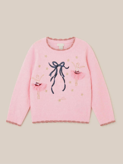 Monsoon Pink Ballerina Embroidered Crew Neck Jumper - image 2