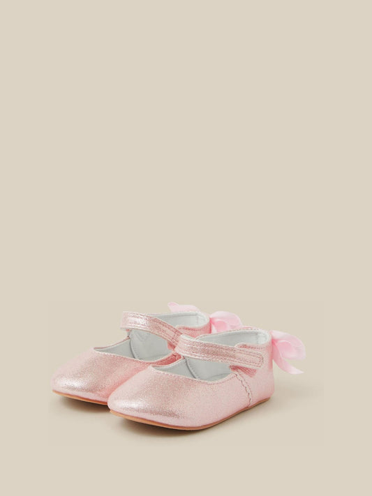 Monsoon Pink Bow Shimmer Walker Shoes - image 1