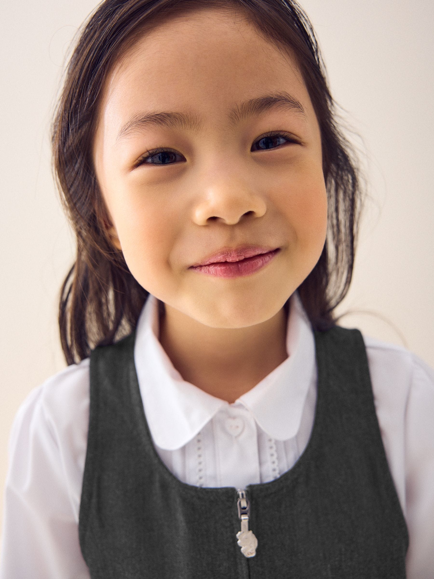 Grey Embroidered Zip Front Pinafore School Dress (3-14yrs) image 3